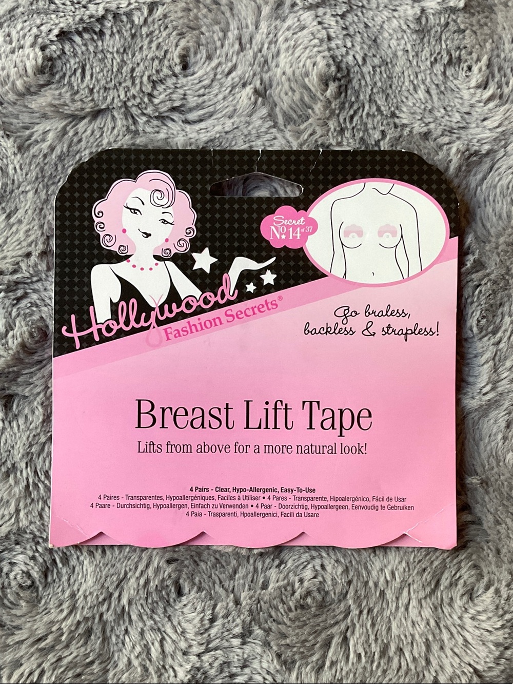 Hollywood Fashion Secrets Pink Breast Lift Tape - Strapless, Backless Support